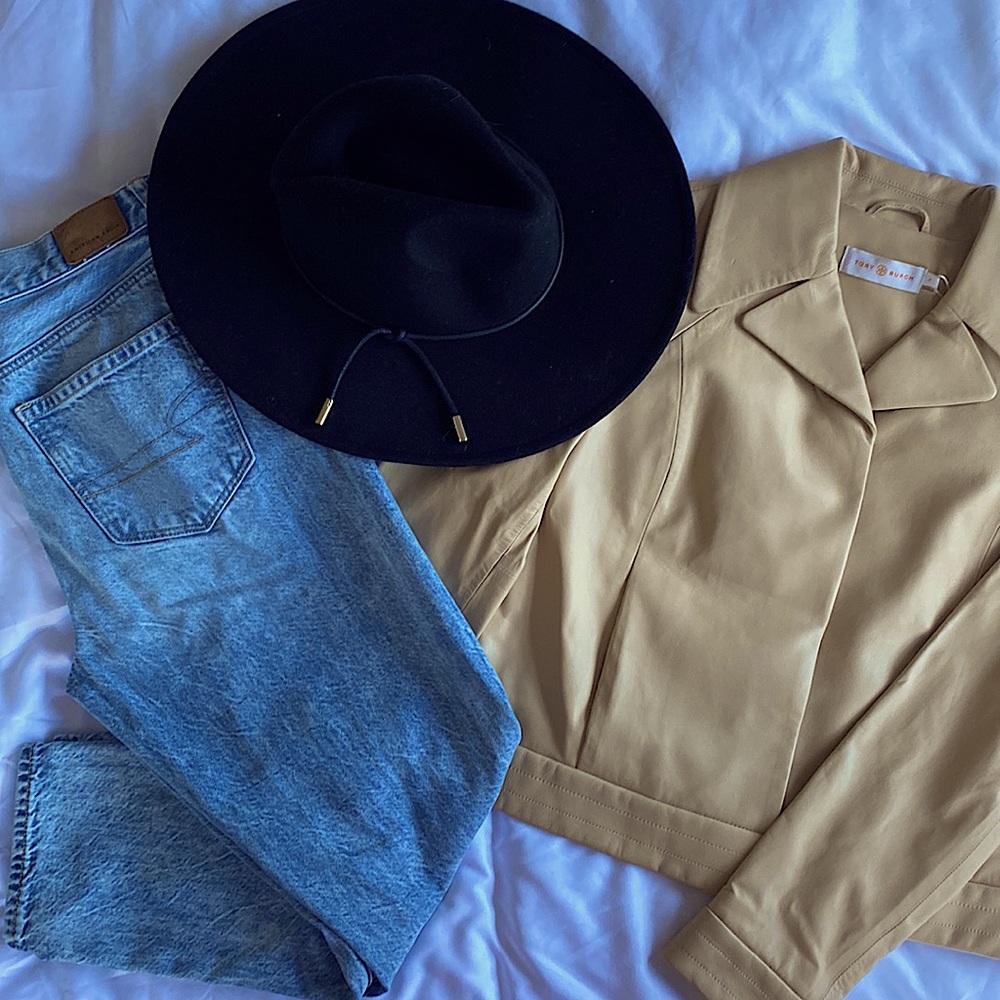 Tory Burch Cropped Tan Leather Jacket Size 4